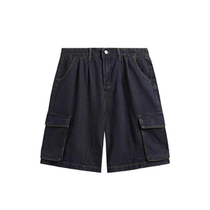 Shorts cargo en jean baggy pour hommes, style streetwear Y2K, jorts utilitaires oversize, coupe ample, style skater, broderie personnalisée, été - Product Image 2