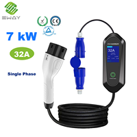 Chargeur EV portable 7 kW Mode 2 Type 1 J1772, Courant réglable 6A-32A, Contrôle par application Écran LCD EVSE portable