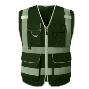 Gilet de sécurité réfléchissant haute visibilité unisexe en polyester noir avec poches et fermeture éclair - Product Image 6