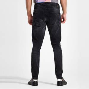 Jeans en denim pour homme de haute qualité, 100% coton, lavables, tissés, coupe droite, décontractés, délavage moyen, hiver - Product Image 3