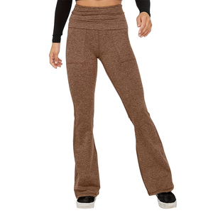 Legging évasé taille haute marron pour femme, respirant, extensible dans les quatre sens, idéal pour l'entraînement et le fitness – Meilleure vente - Product Image 5
