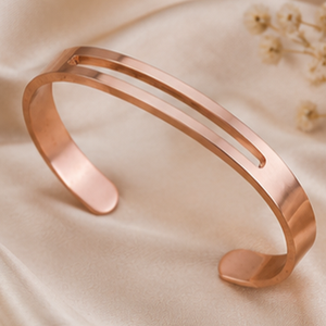 Bracelet manchette ouvert en cuivre pur, à découpe parallèle, design raffiné, cadeau promotionnel original - Product Image 2
