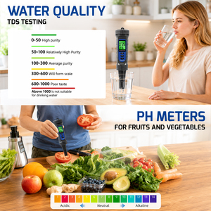 Medidor de pH Digital 4 en 1 para Alimentos, Sonda Puntiaguda, Probador de Carne, Masa y Queso, Alta Precisión, pH, EC, TDS, Temperatura, Probador de Calidad del Agua - Product Image 3