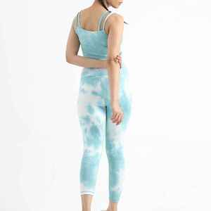 Customized Logo High Quality Lightweight Seamless Breathable Spandex <b>Polyester</b> <b>Tie</b> Dye Print 2 Piece Women Yoga Set - Product Image 2