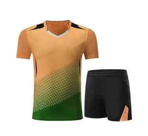เสื้อยืดเทนนิสชายแบบแห้งเร็วพิมพ์ลายดิจิทัลใหม่พร้อมกางเกงขาสั้น โพลีเอสเตอร์ระบายอากาศ ชุดแบดมินตัน ป้องกันรังสียูวี ขายส่ง - Product Image 5