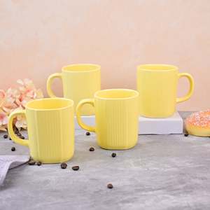 Yellow Sunkissed Custom Glazed Ceramic Coffee <b>Mugs</b> Set of 4 Microwave Safe <b>Cute</b> Design Style Personalized Cups - Product Image 5