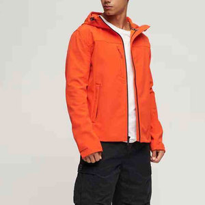 Chaqueta Acolchada con Capucha para Hombre, Color Naranja, Cierre de Cremallera, Resistente al Viento, Estilo Casual para Otoño, Corte Ajustado, Chaqueta Cortavientos de Poliéster, Chaqueta Softshell - Product Image 1