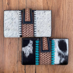 New Arrival Hand Tooled Carving Clutch Real Cowhide Fur Leather <b>Phone</b> Case Stylish Wallet Multi Uses Designer Wallets - Product Image 3