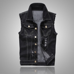 Chaleco vaquero de doble botonadura – Chaleco vaquero sin mangas de corte ajustado para un estilo elegante e informal - Product Image 4