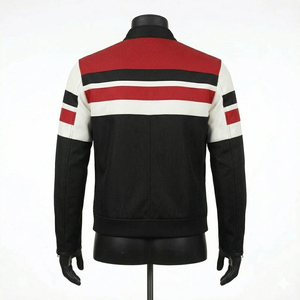 Chaqueta de Cuero Genuino para Hombre, Diseño Moderno con Bloques de Color, Chaqueta de Cuero Transpirable de Alta Calidad con Cuello Alto para Invierno - Product Image 6