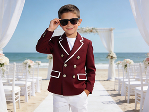 Costume de blazer formel à double boutonnage pour garçons |   Ensemble de veste pour enfants pour mariage et fêtes |   Tenue de cérémonie pour enfants de couleur personnalisée - Product Image 1