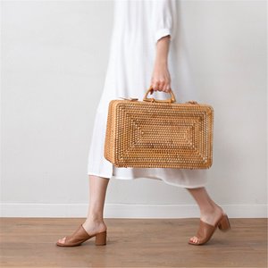 A.mazon Best Choice Suitcase Box Handcrafted Rattan Luggage <b>Boxes</b> Rectangular Briefcase With Handle - Product Image 5