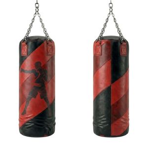 Sac de frappe de boxe en cuir PU rouge et noir de qualité supérieure pour l'entraînement physique, la gym et la pratique des compétences - Product Image 1