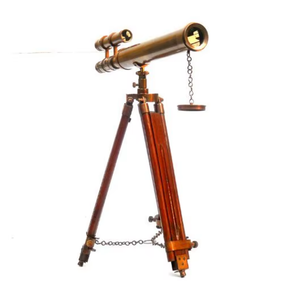 Télescope Nautique Vintage en Laiton Antique avec Trépied en Bois, Jumelles Fonctionnelles pour la Navigation et l'Observation des Oiseaux - Product Image 2