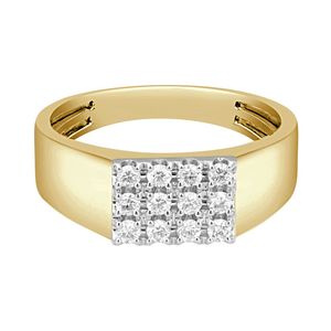 14K Yellow Gold Invisible <b>Set</b> Lab Grown Diamond <b>Mens</b> Signet <b>Ring</b> - Product Image 3