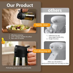 Lot de 2 verseurs d'huile en verre anti-lumière de 470 ml (16 oz) – Distributeur d'huile d'olive et outils de cuisson pour friteuse à air chaud et salades, pour la cuisine - Product Image 5