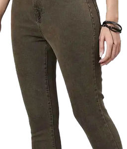 กางเกงยีนส์แฟชั่นผู้หญิง สีพื้น ทรงดินสอ สไตล์วินเทจ สีเข้ม - Product Image 5