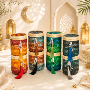 Handcrafted Bamboo <b>Box</b> Gergean <b>Ramadan</b> Decorative Bamboo Basket with Lid Wholesale Factory Supplier - Product Image 1