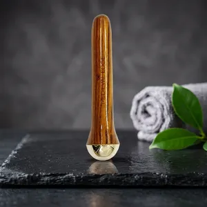 ไม้กดจุดแบบโบราณ รุ่น Medieval Edge Acupressure Marma Wand สำหรับนวดหน้า ด้ามไม้ หัวลูกบอลสีทอง เครื่องมือนวดแบบใช้มือสำหรับร่างกาย - Product Image 1