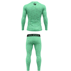 Conjunto Deportivo de Manga Larga y Leggings de Compresión para Hombre, Color Verde Menta, para Entrenamiento Activo, Fitness, Gimnasio, Deportes - Product Image 2