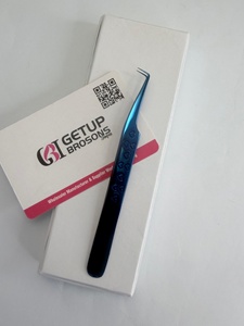 Pinzas para Pestañas Getup Brosons, Acero Inoxidable con Revestimiento de Plasma Azul, Punta Suave de Precisión a 90 Grados, Herramienta para Extensión de Pestañas - Product Image 6