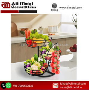 Panier en métal doré à double bol pour placer les fruits et légumes dans les maisons et les cuisines Personnalisable - Product Image 4