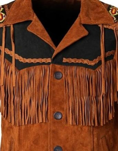 Modern <b>Men</b>’s Brown Wastern <b>Suede</b> Fringe <b>Jacket</b> Handmade Cowboy Coat with Black Yoke Vintage Cowboy Style Bulk Order - Product Image 5