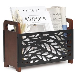 Elegante y Moderno Porta Revistas de Madera de Acacia Ecológica con Tapa y Cuchara - Acabado Natural - Product Image 4