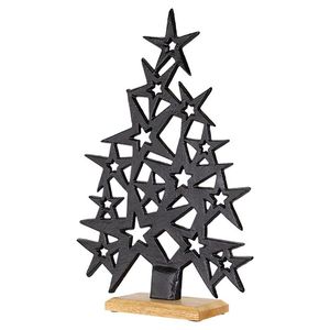 Modern Metal Christmas <b>Tree</b> Decor Set Black Silver Cone <b>Tree</b> Showpiece With Brass Star <b>Topper</b> <b>Xmas</b> Figurine - Product Image 3