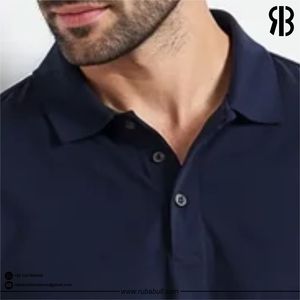 Polo de manga corta azul marino para hombre, de algodón piqué, color sólido, transpirable, estilo casual. - Product Image 6