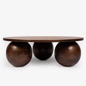 Modern Round Solid Wooden Handmade <b>Coffee</b> <b>Table</b> with Ball-Shaped <b>Legs</b> <b>for</b> Living Room - Product Image 1