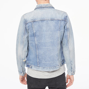 Wholesale Casual Winter Streetwear <b>Funky</b> Slim Fit Ripped Denim Jean Jackets for Men - Product Image 3