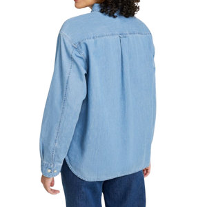 เสื้อเชิ้ตยีนส์ลำลองสำหรับผู้หญิง แต่งกระดุม ลุคฟอกสี ผ้าฝ้ายใส่สบาย ปรับแต่งได้ เหมาะสำหรับฤดูร้อน/ฤดูหนาว - Product Image 4