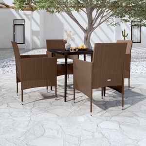 Set da Pranzo da Giardino in Rattan Marrone per 4 Persone, Resistente alle Intemperie, Design Contemporaneo con Struttura in Metallo - Product Image 1