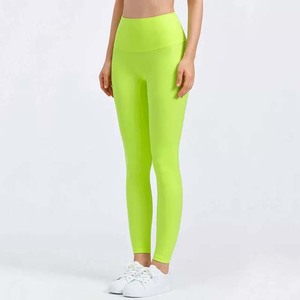 Leggings de Yoga de Cintura Alta, Largos, Sólidos, Sin Costuras, Cintura Elástica, Color Rosa, Pantalones Deportivos para Fitness - Product Image 2