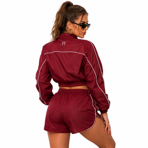 Ensembles de vêtements de détente 100 % nylon en gros, tissu à séchage rapide, crop top brodé et veste zippée avec pantalon de survêtement long, vestes pour hommes - Product Image 3