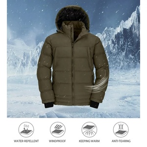 Veste d'hiver personnalisée de haute qualité pour hommes Style bulle broderie fourrure décoration grande taille en gros cuir tissé tissu - Product Image 4