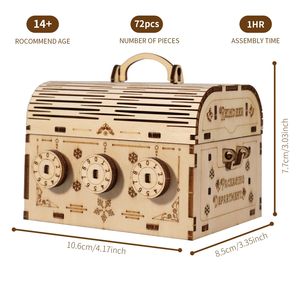 Kit Modellini 3D Fai-da-te in Legno: Scatola del Tesoro Rompicapo per Adulti, Regali di Natale Realizzati in Compensato Resistente - Product Image 2