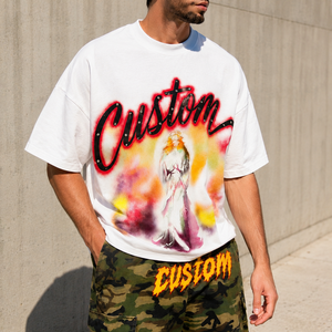 T-Shirt da Uomo Oversize di Alta Qualità con Design Personalizzato, <span class=keywords><strong>in</strong></span> Cotone con Decorazioni <span class=keywords><strong>in</strong></span> Strass - Product Image 1