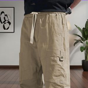 Men’s Cotton Cargo Pants | Casual <b>Trousers</b> for Men | Comfortable Lower for Men | Breathable Pants with 6 Pockets & <b>Drawstring</b> El - Product Image 2