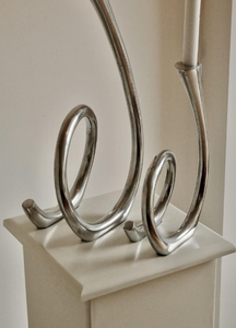 Modern Abstract Swirl <b>Silver</b> Candle Holder 2-Arm Sculptural Loop Taper <b>Candlestick</b> Stand for Dining Table & Living Room Decor - Product Image 5