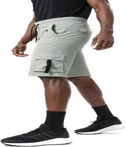 กางเกงขาสั้นคาร์โก้ผู้ชายคุณภาพสูง ยืดหยุ่นได้ แห้งเร็ว ทรงคลาสสิก ความยาวระดับเข่า สีสันตามสั่ง - Product Image 3