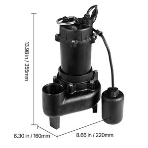 Bomba sumergible de hierro fundido de 1 HP y 5200 GPH para aguas residuales/ejarras con interruptor de flotador automático con cable, salida NPT de 2 pulgadas, motor de CA - Product Image 2