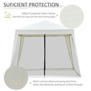 Gazebo da Esterno 10x10 Beige con Pareti Laterali in Rete, Tenda per Feste e Protezione Solare - Product Image 4