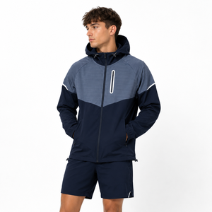 Survêtements de sport pour hommes avec fermeture éclair, personnalisés avec logo, imprimés, tricotés, imperméables, respirants, légers, 100% coton, écologiques - Product Image 3