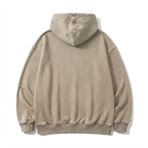 ONEAPEX Men's Distressed Hoodie <b>Oversized</b> Pullover <b>Sweatshirt</b> Washed <b>Vintage</b> Style Kangaroo Pocket Casual Autumn Fit - Product Image 2