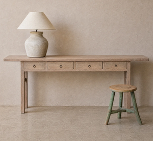 Rustic Solid <b>Wood</b> <b>Console</b> <b>Table</b> <b>With</b> Four <b>Drawers</b> Antique Finish Living Room Furniture Hall Entryway Storage Desk - Product Image 4
