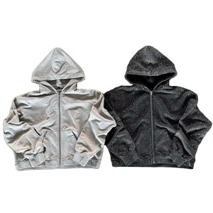 เสื้อฮู้ดซิปผู้ชายทรงโอเวอร์ไซส์แบบปรับแต่งได้ ความยาวพิเศษ ล้างสีแบบแอซิด ประดับคริสตัล ซิปหน้า รับผลิตตามสั่ง ขายส่ง แฟชั่น - Product Image 1