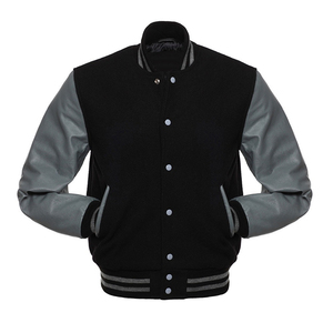 Blouson universitaire OEM 2026 en laine noire avec manches en cuir doré pour homme – 100 % haute qualité, faible MOQ, sur mesure, pour l'hiver - Product Image 3