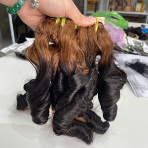 Extensiones de Cabello Rizado Mágico, Cabello Virgen Vietnamita para Mujeres, Cabello Marrón Ombre, Super Double Drawn, Precio de Fábrica al por Mayor - Product Image 4